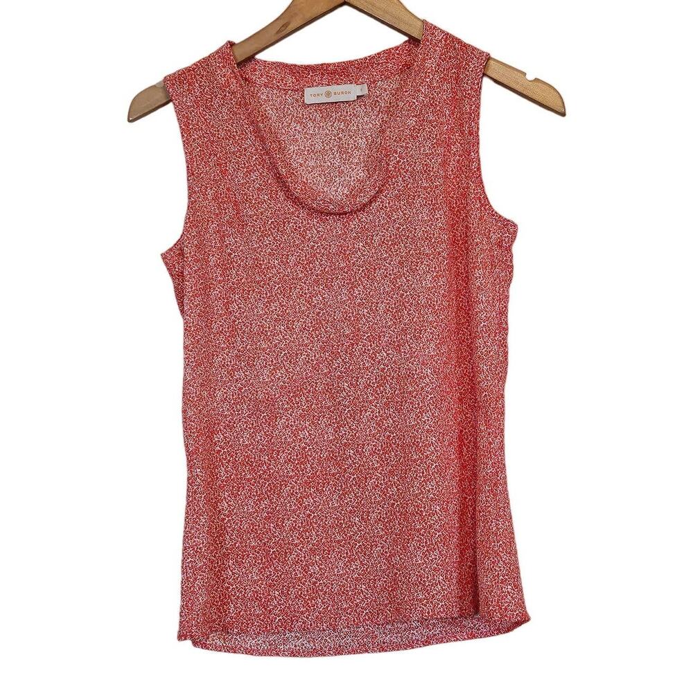 Tory Burch Silk Floral Jasmine Sleeveless Shell Top Blouse Poppy Red Women's 0‎